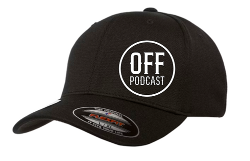 Black baseball hat with Off Podcast logo